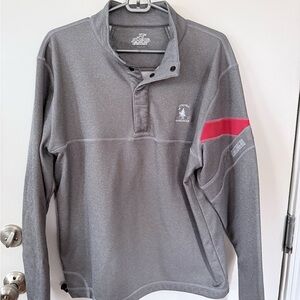 Gray and Red Zip-Up Men's Sweater